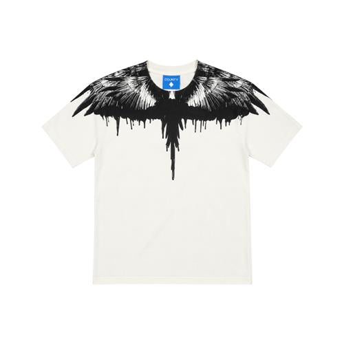 T-Shirt County of Milan Junior Bianca con Stampa Ali Nere