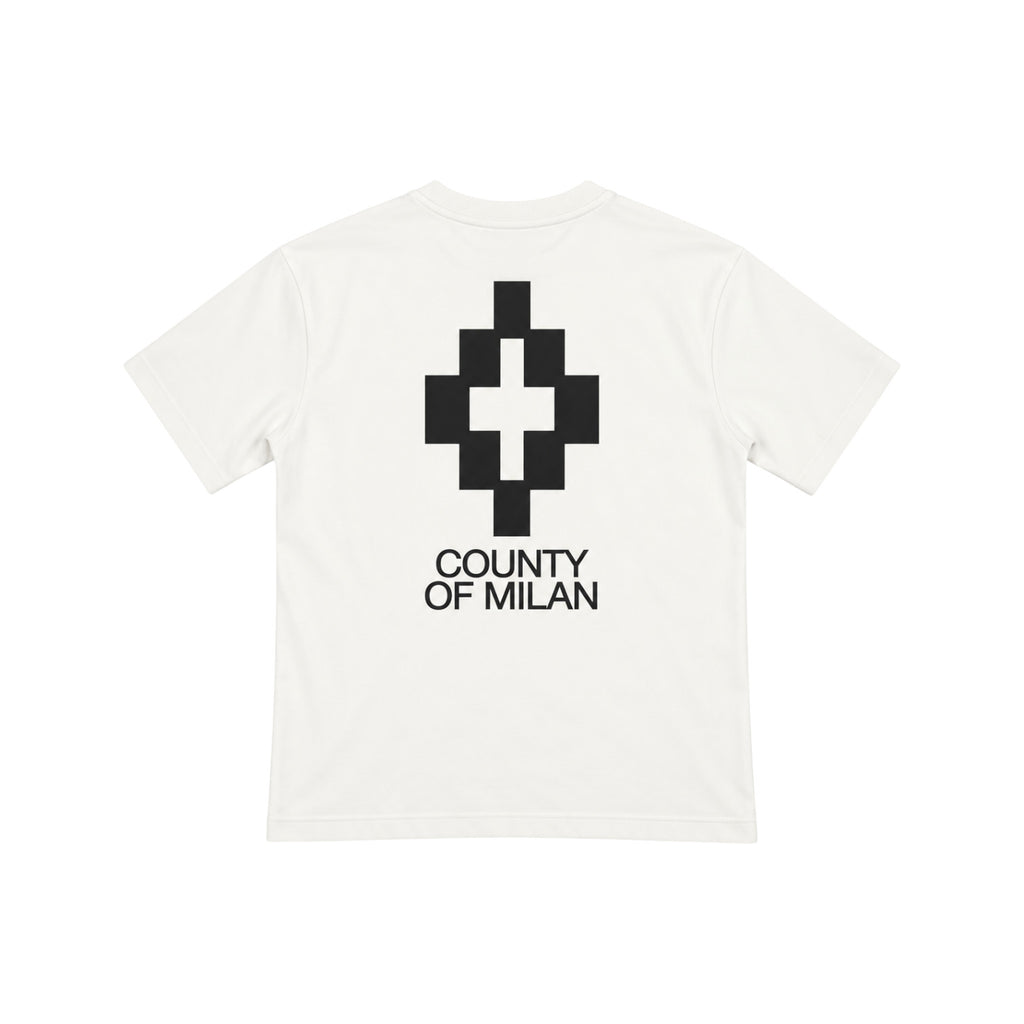 T-Shirt County of Milan Junior Bianca con Maxi Logo Nero posteriore