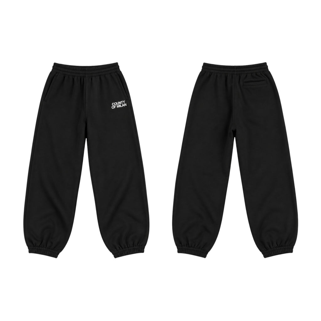 Pantalone Felpa County of Milan Junior Nero con Logo Bianco