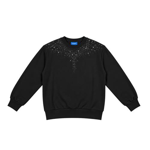 Felpa County of Milan Junior Nera Unisex girocollo con Stampa Tono su Tono