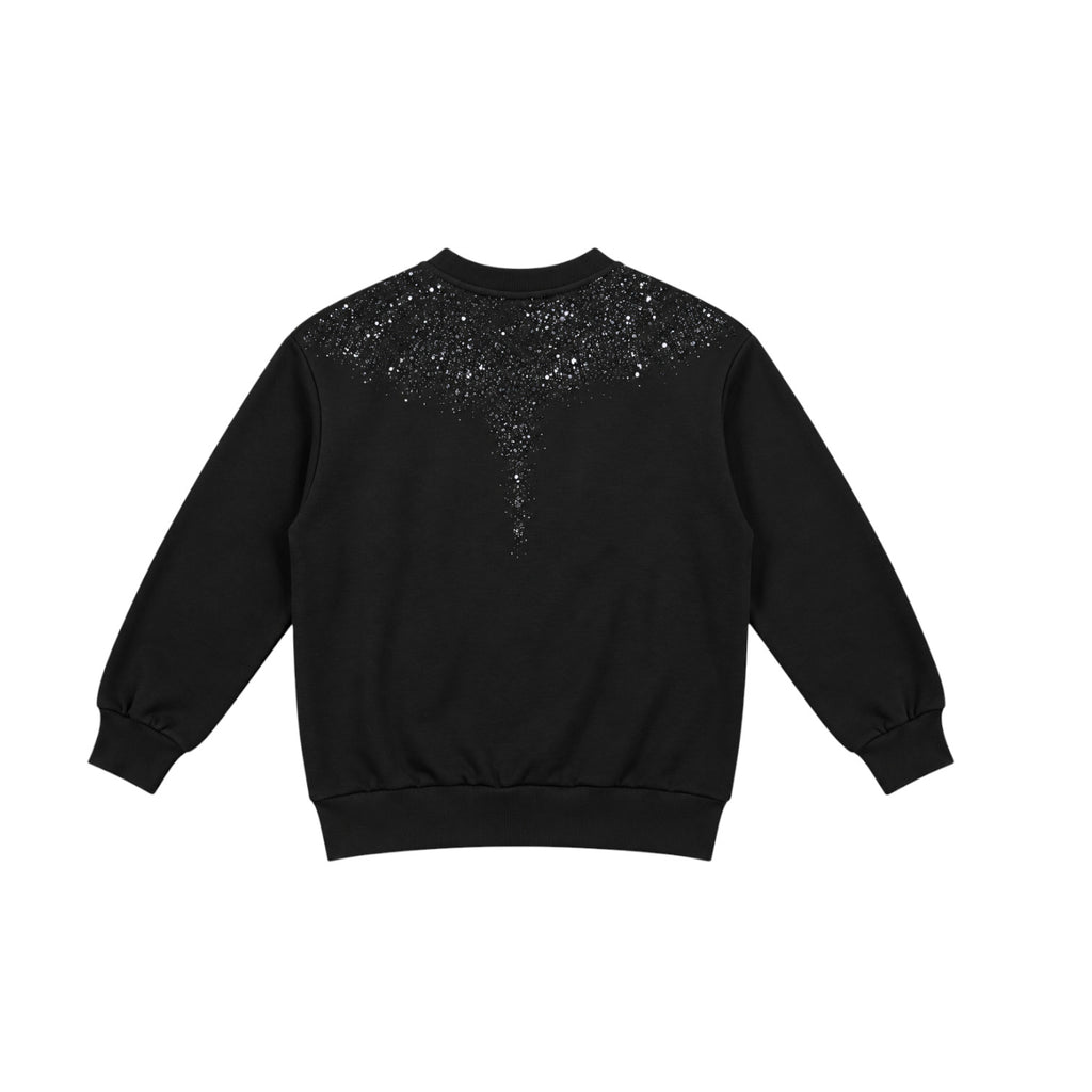 Felpa County of Milan Junior Nera Unisex girocollo con Stampa Tono su Tono