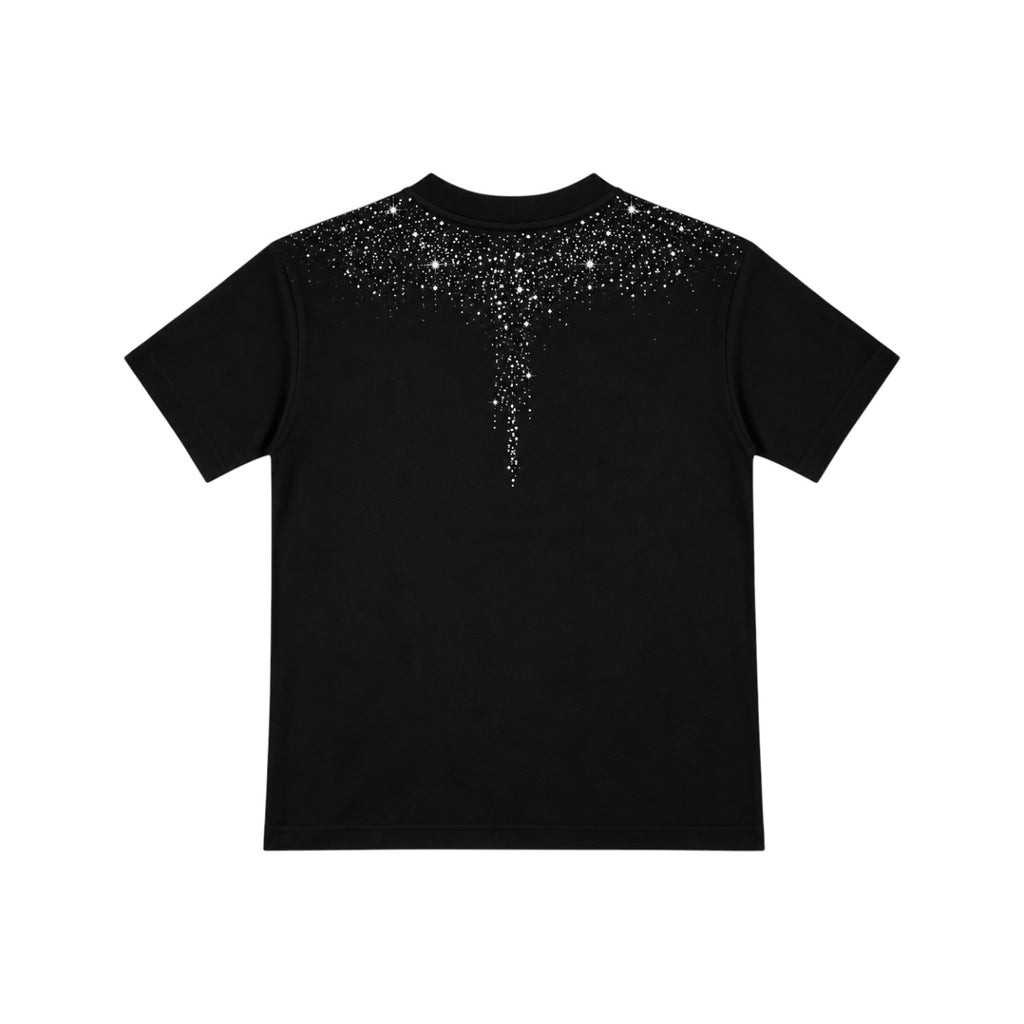 T-shirt County of Milan Junior Nera Unisex con Strass Neri