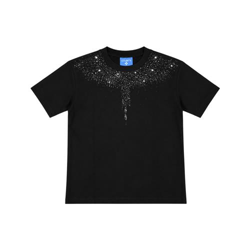 T-shirt County of Milan Junior Nera Unisex con Strass Neri