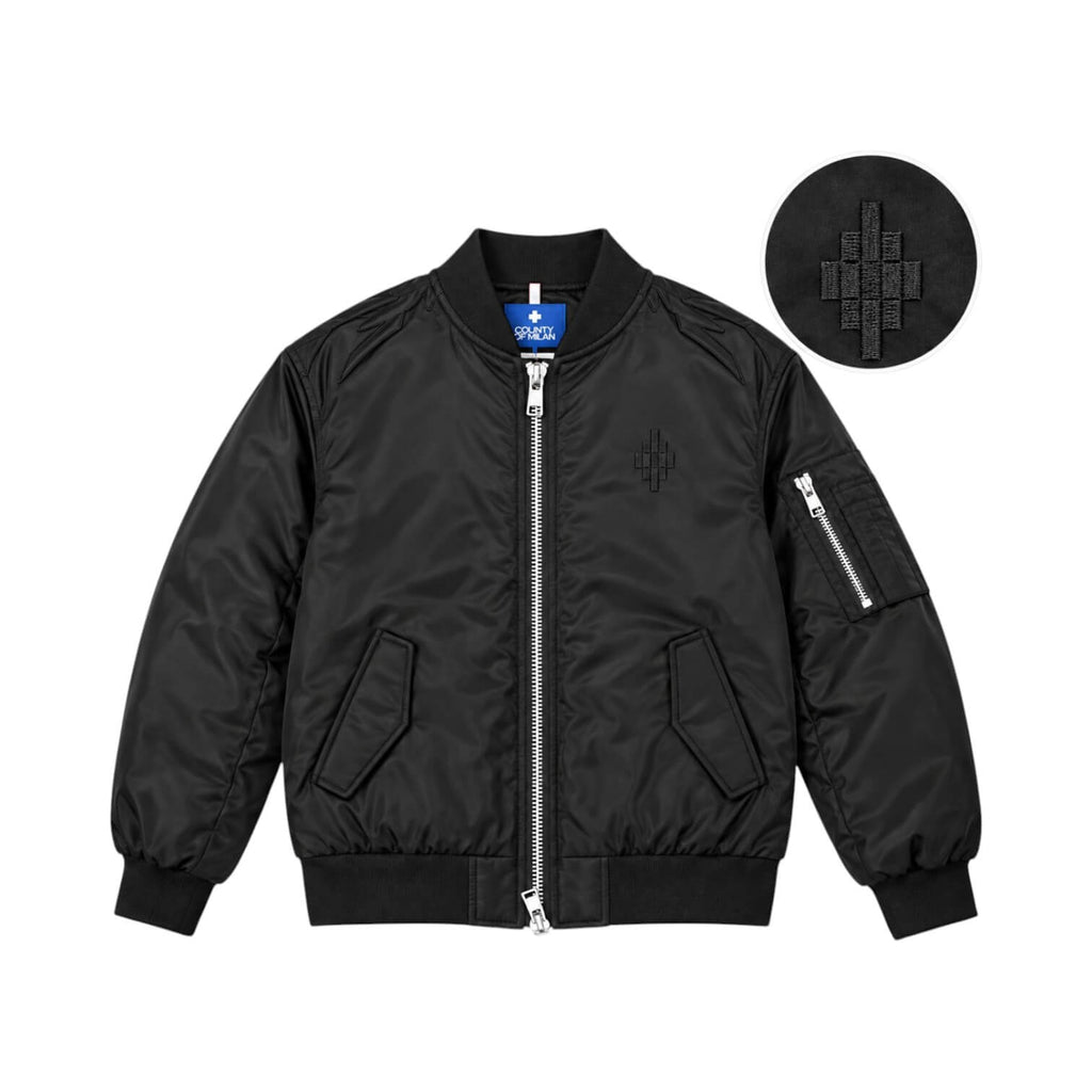 Bomber County of Milan Ragazzo Nero con Ricamo Piume F6CMJJB0008110