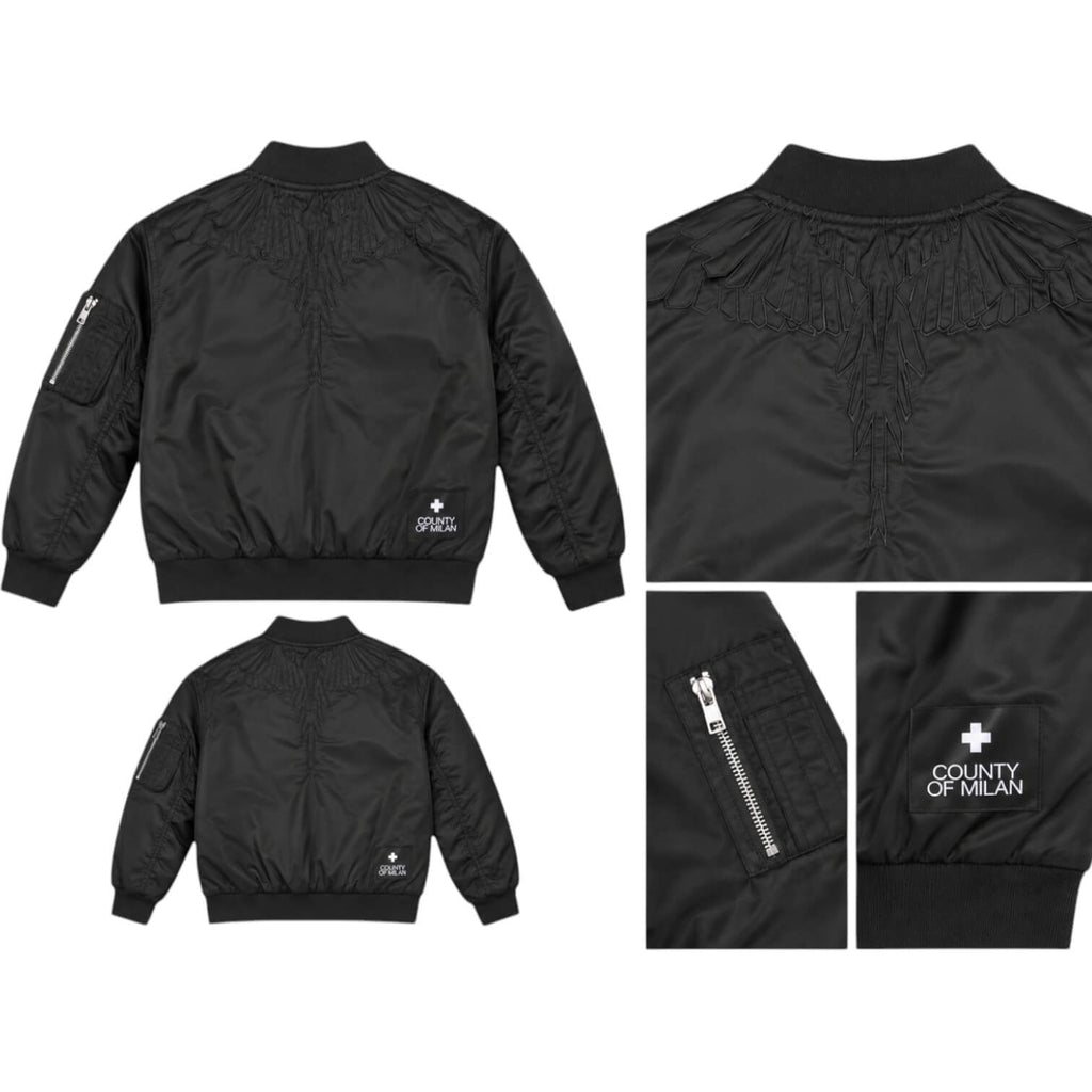Bomber County of Milan Ragazzo Nero con Ricamo Piume F6CMJJB0008110