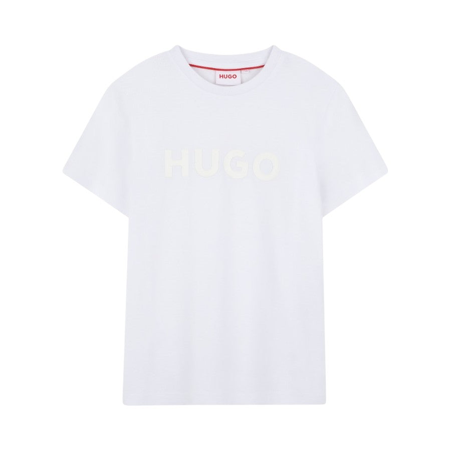 T-shirt HUGO Ragazzo White con logo tono su tono – G00333