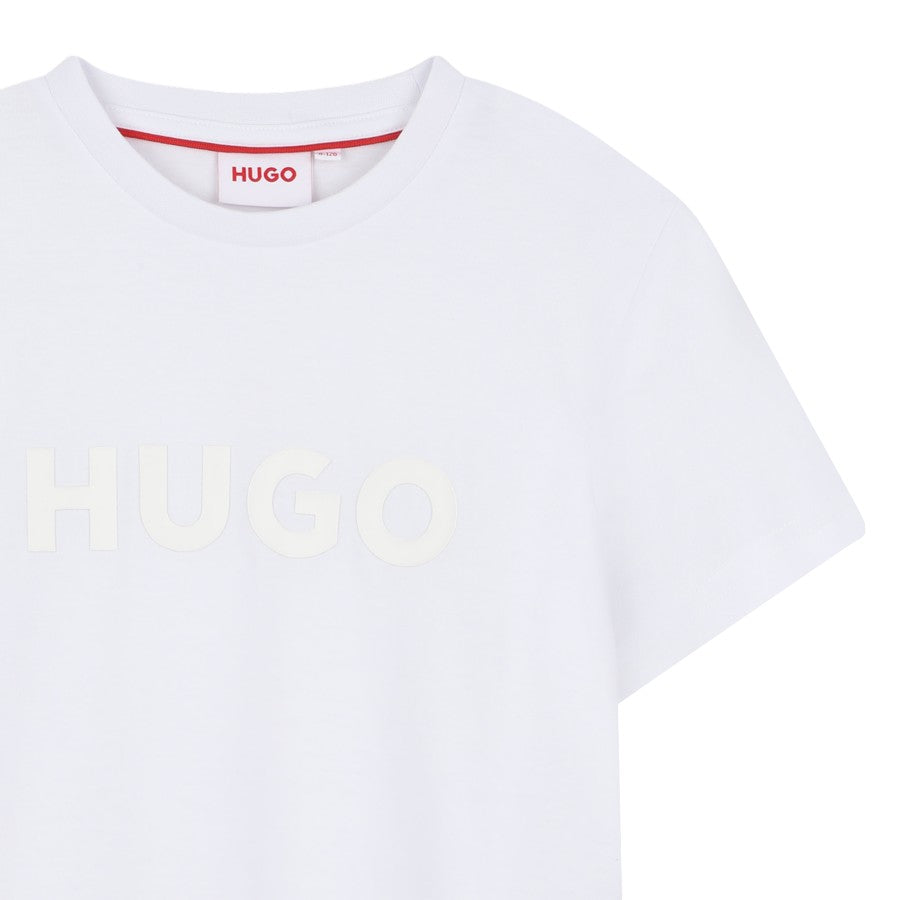 T-shirt HUGO Ragazzo White con logo tono su tono – G00333