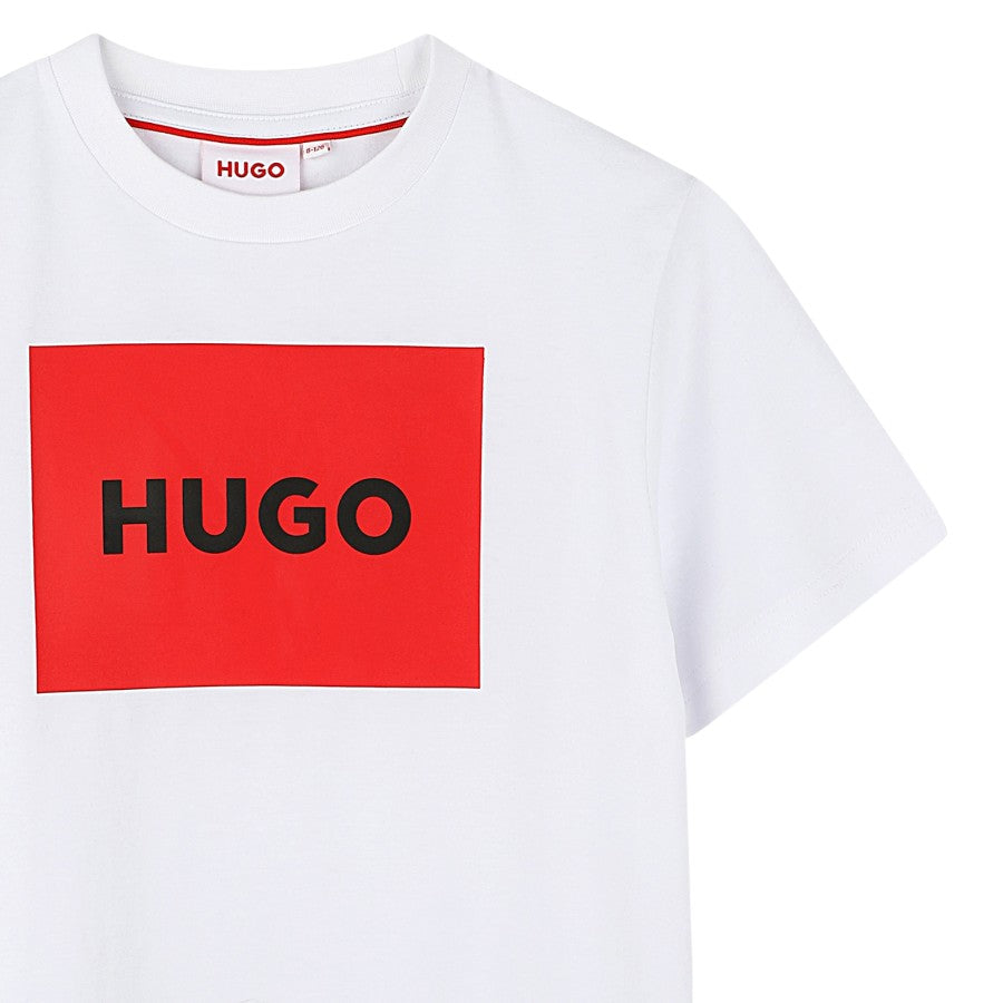 T-shirt HUGO Ragazzo White con logo frontale – G00334