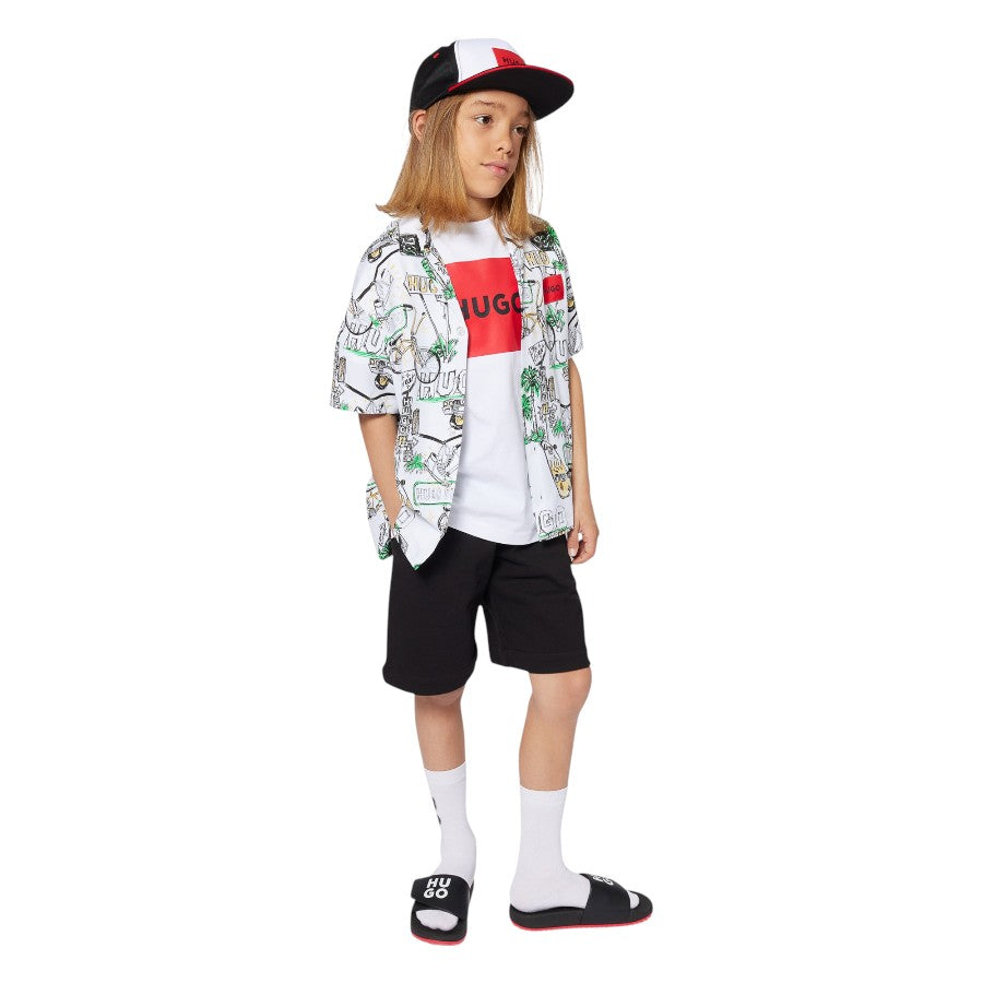 T-shirt HUGO Ragazzo White con logo frontale – G00334