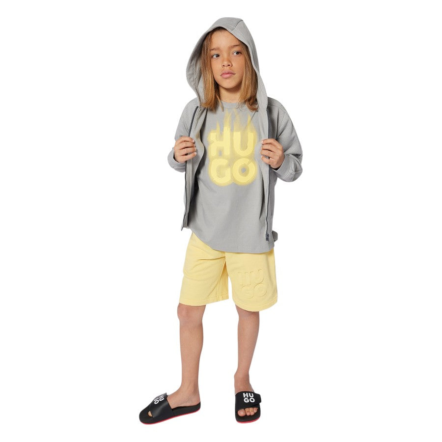 T-shirt HUGO Unisex Grey con stampa logo –  G00338