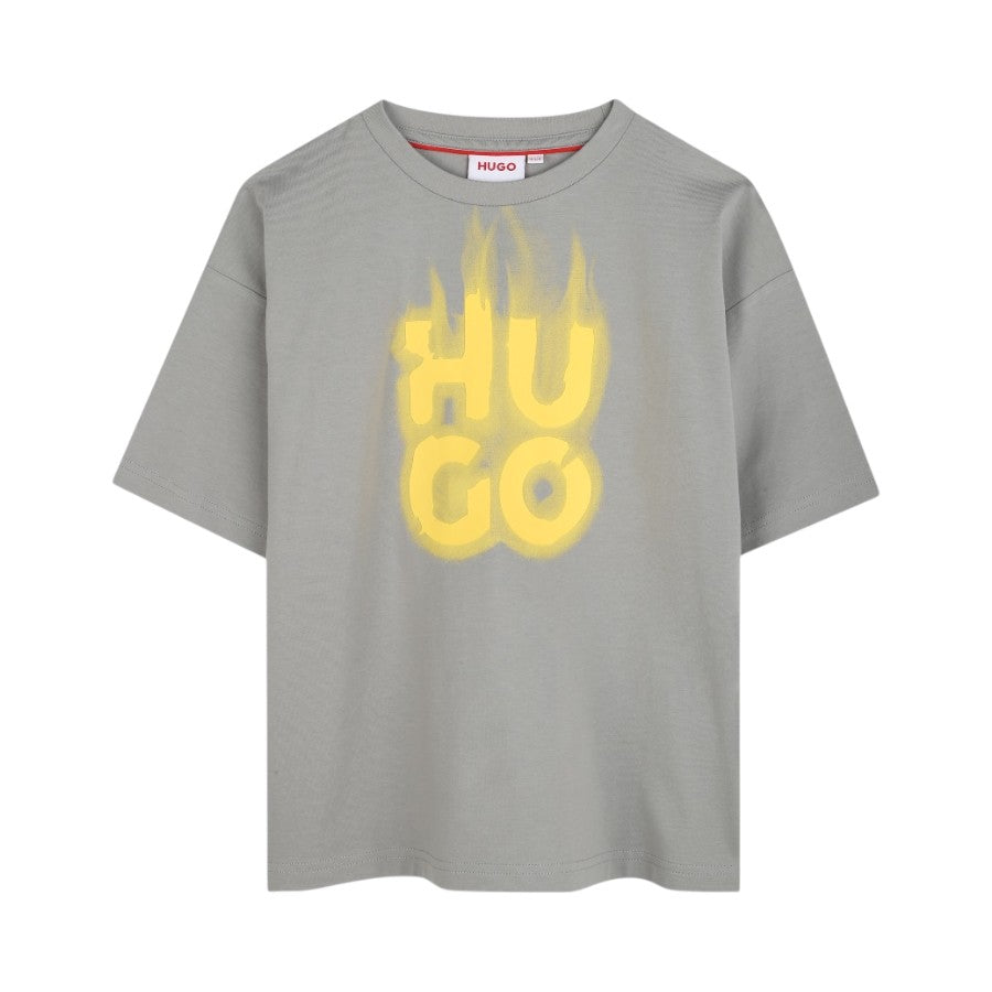 T-shirt HUGO Unisex Grey con stampa logo –  G00338