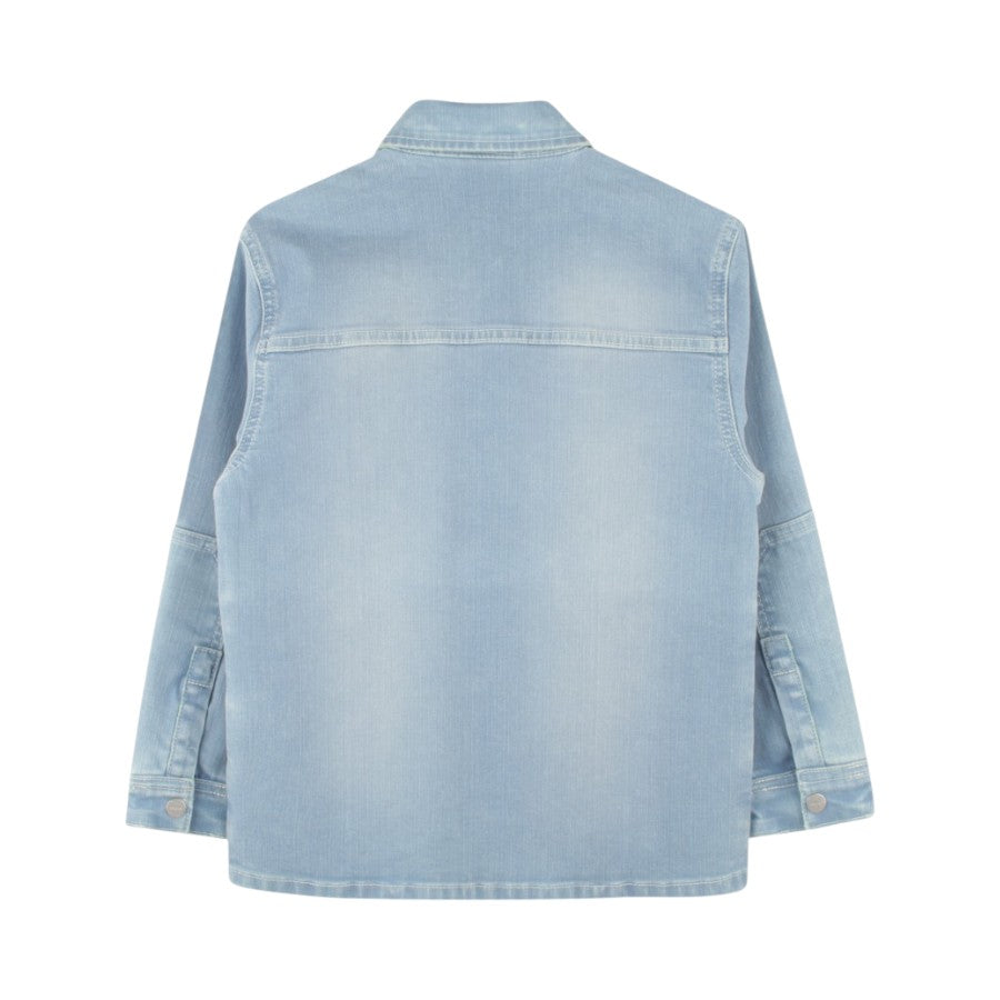 Camicia HUGO Ragazzo in denim con impunture verdi –  G00346