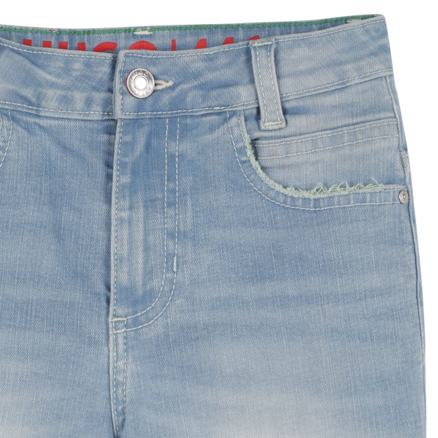 Bermuda HUGO Ragazzo in denim con impunture verdi –  G00373