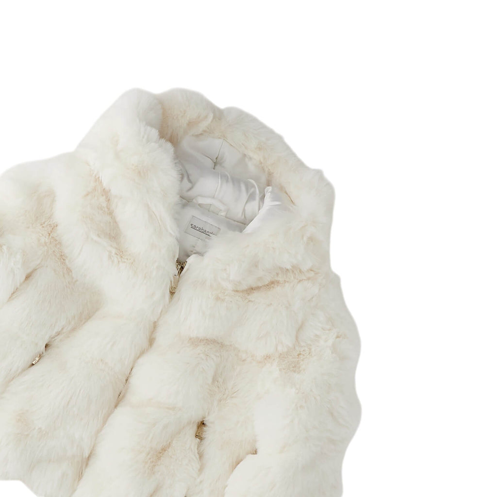 Pelliccia Sarabanda Bambina Off White con Cappuccio H387000112