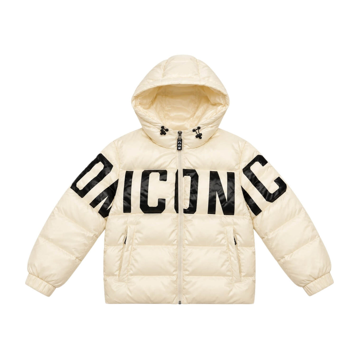 Giubbino ICON Ragazzo Ivory con Cappuccio, Maxi Logo e Bretelle Interne IBJK001315-2004