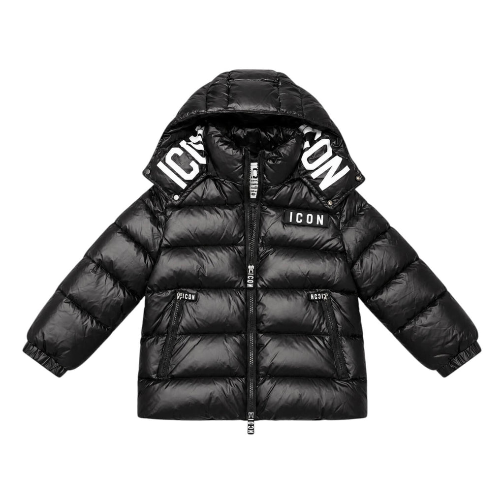 Giubbino ICON Ragazzo Nero con Cappuccio e Logo IBJK001319-9000