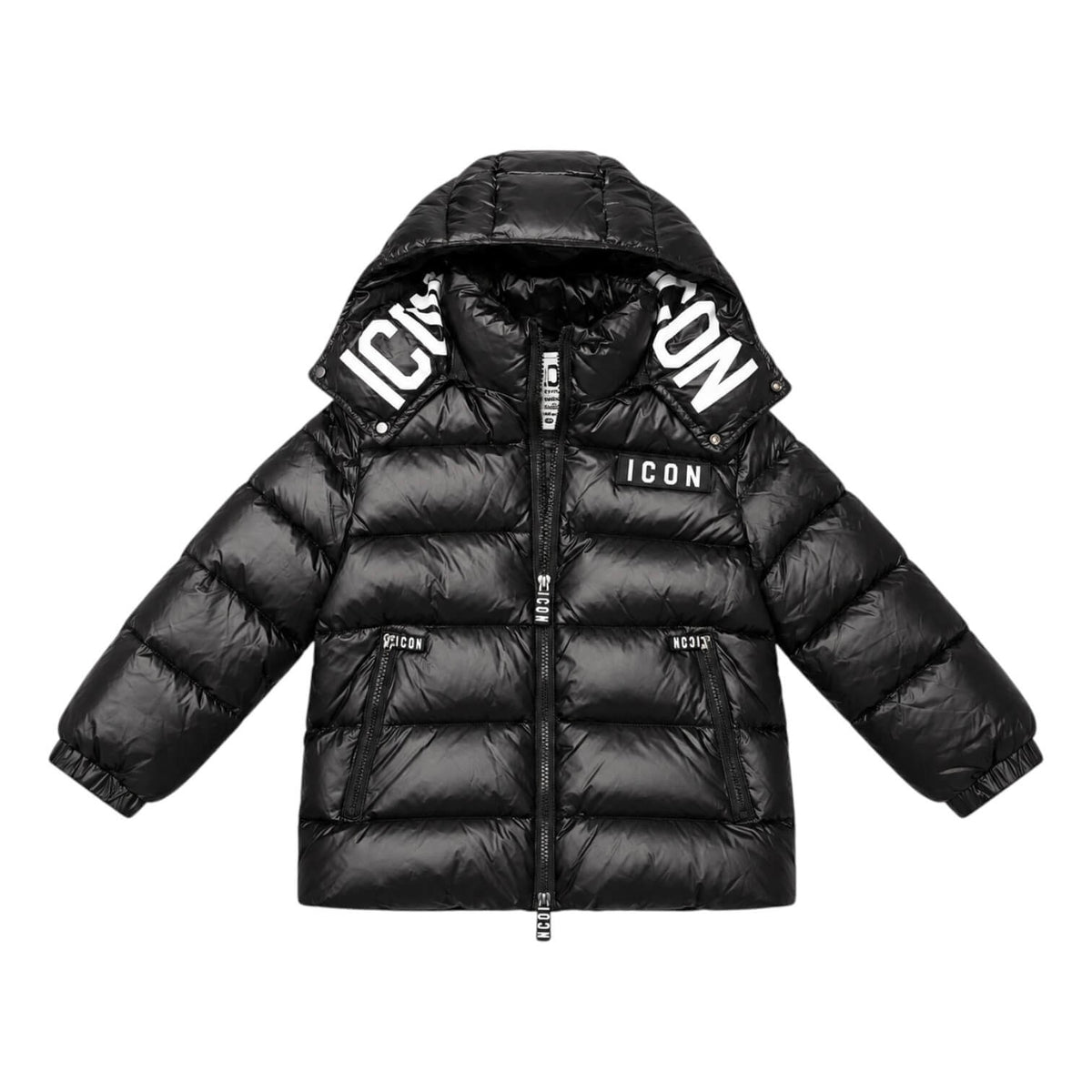 Giubbino ICON Ragazzo Nero con Cappuccio e Logo IBJK001319-9000
