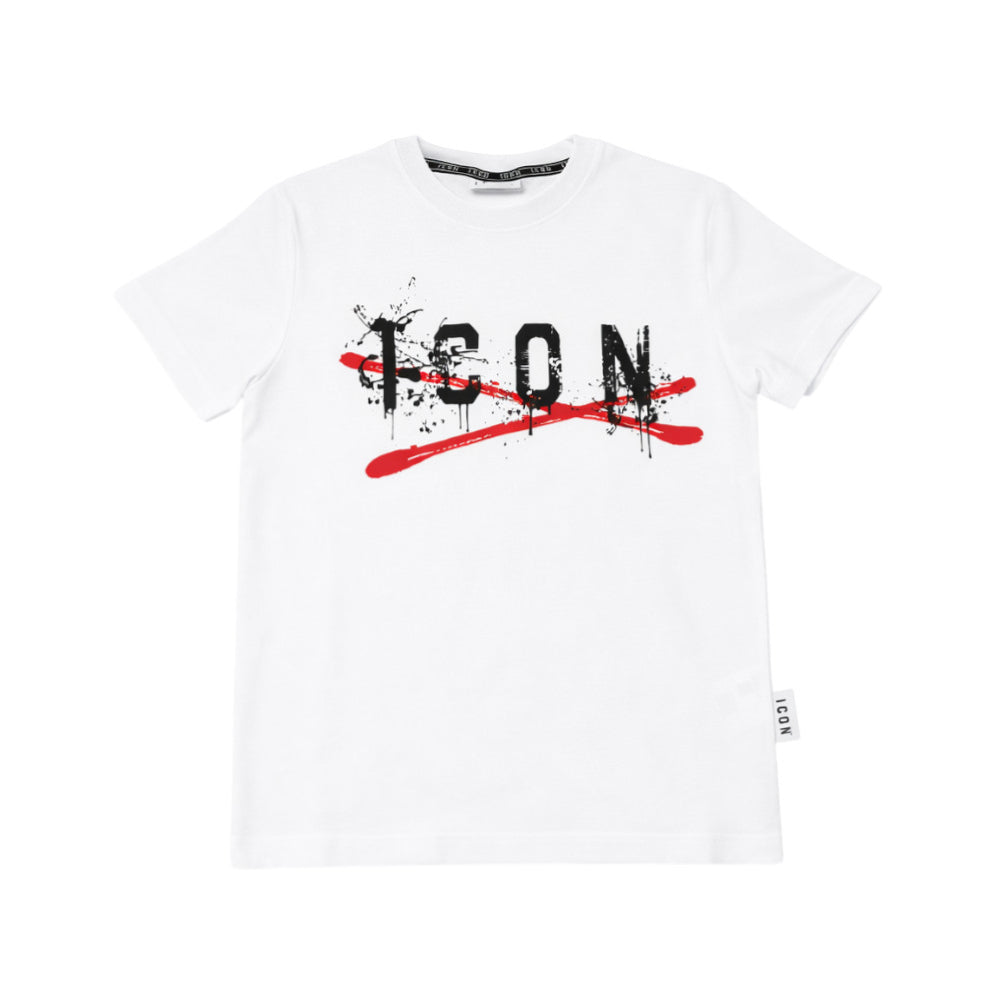 T-shirt ICON bambino nera con logo grafico frontale – stile streetwear IBKS001004