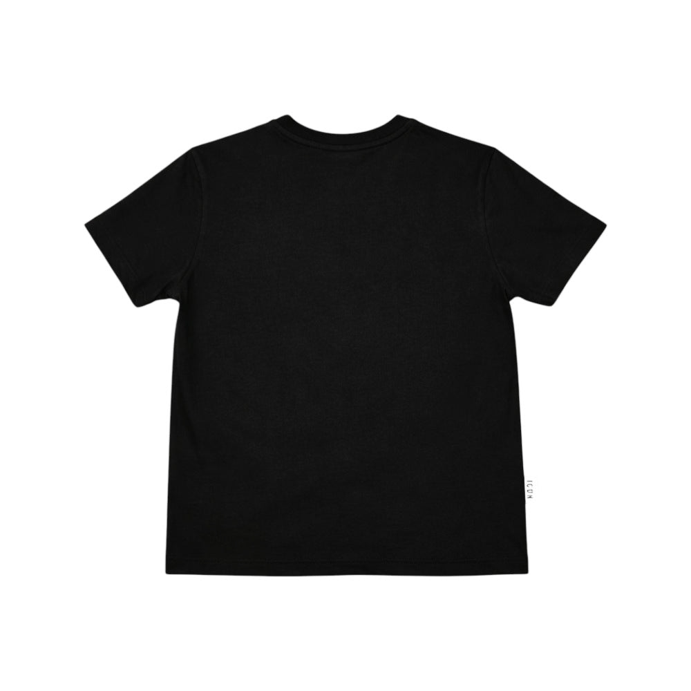 T-shirt ICON bambino nera con logo grafico frontale – stile streetwear IBKS001004