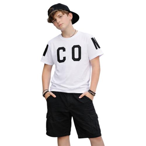 T-shirt ICON bambino bianca con maxi logo frontale – stile streetwear