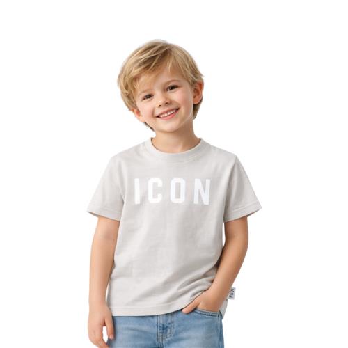 T-shirt ICON ragazzo ghiaccio con logo bianco – stile minimal IBKS001084