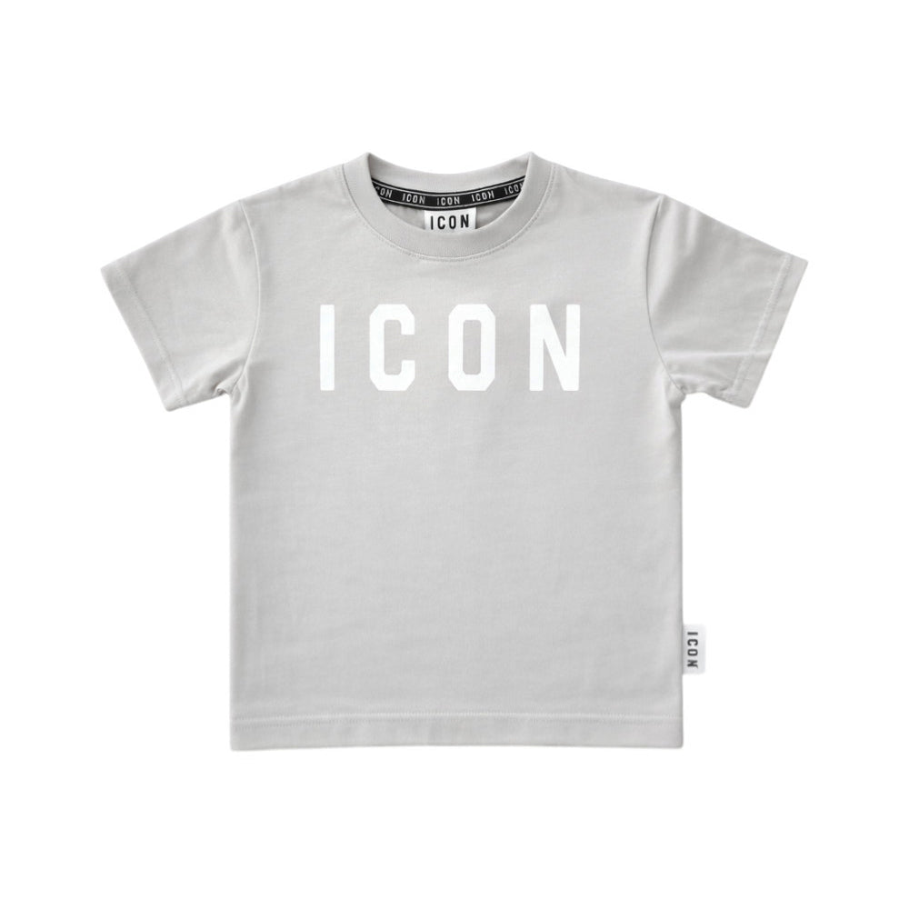 T-shirt ICON ragazzo ghiaccio con logo bianco – stile minimal IBKS001084