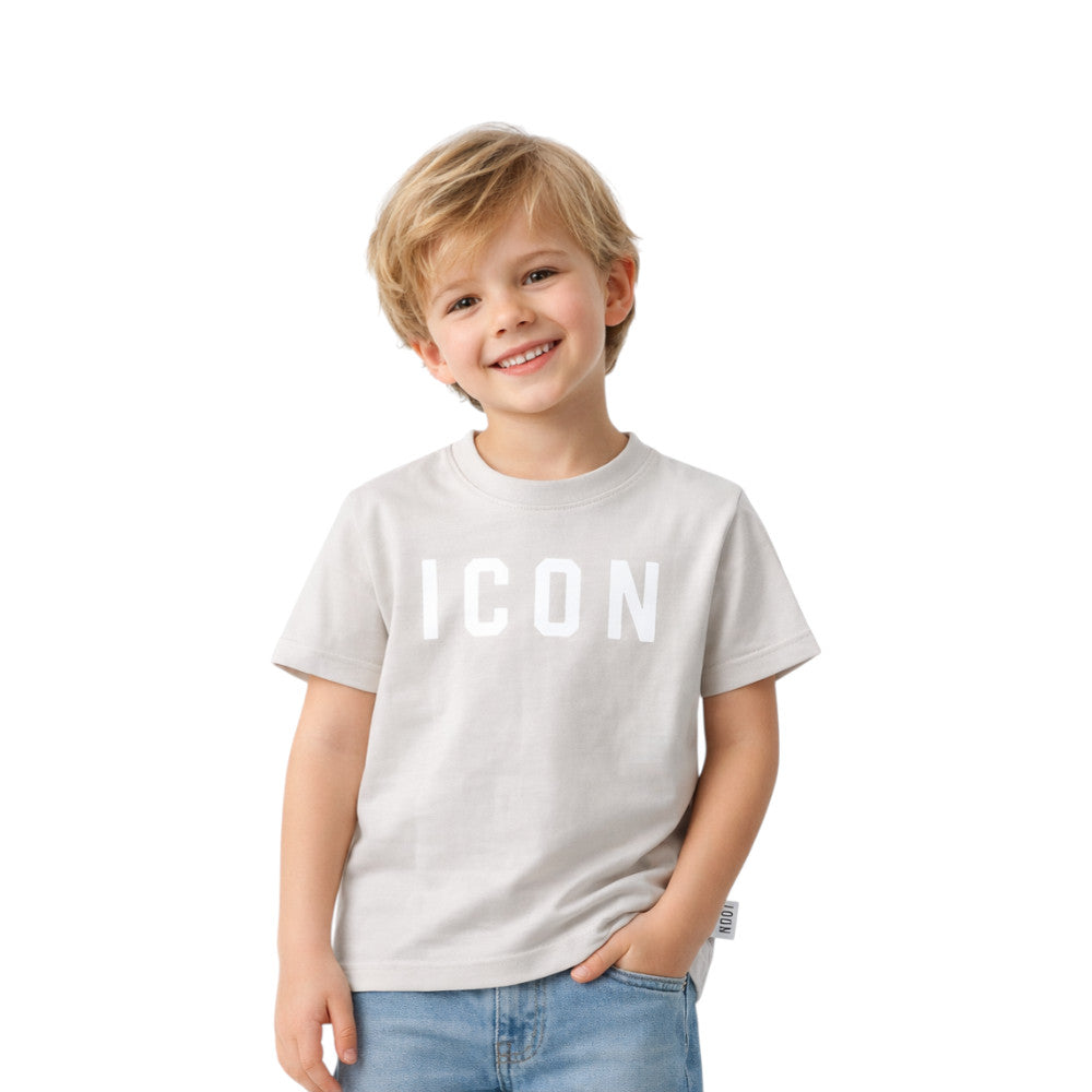 T-shirt ICON ragazzo ghiaccio con logo bianco – stile minimal IBKS001084