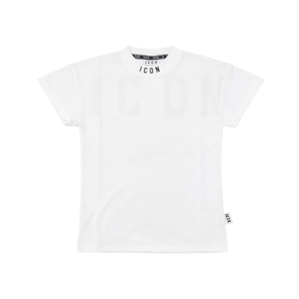 T-shirt ICON bambino bianca con logo posteriore maxi – stile streetwear IBKS001090