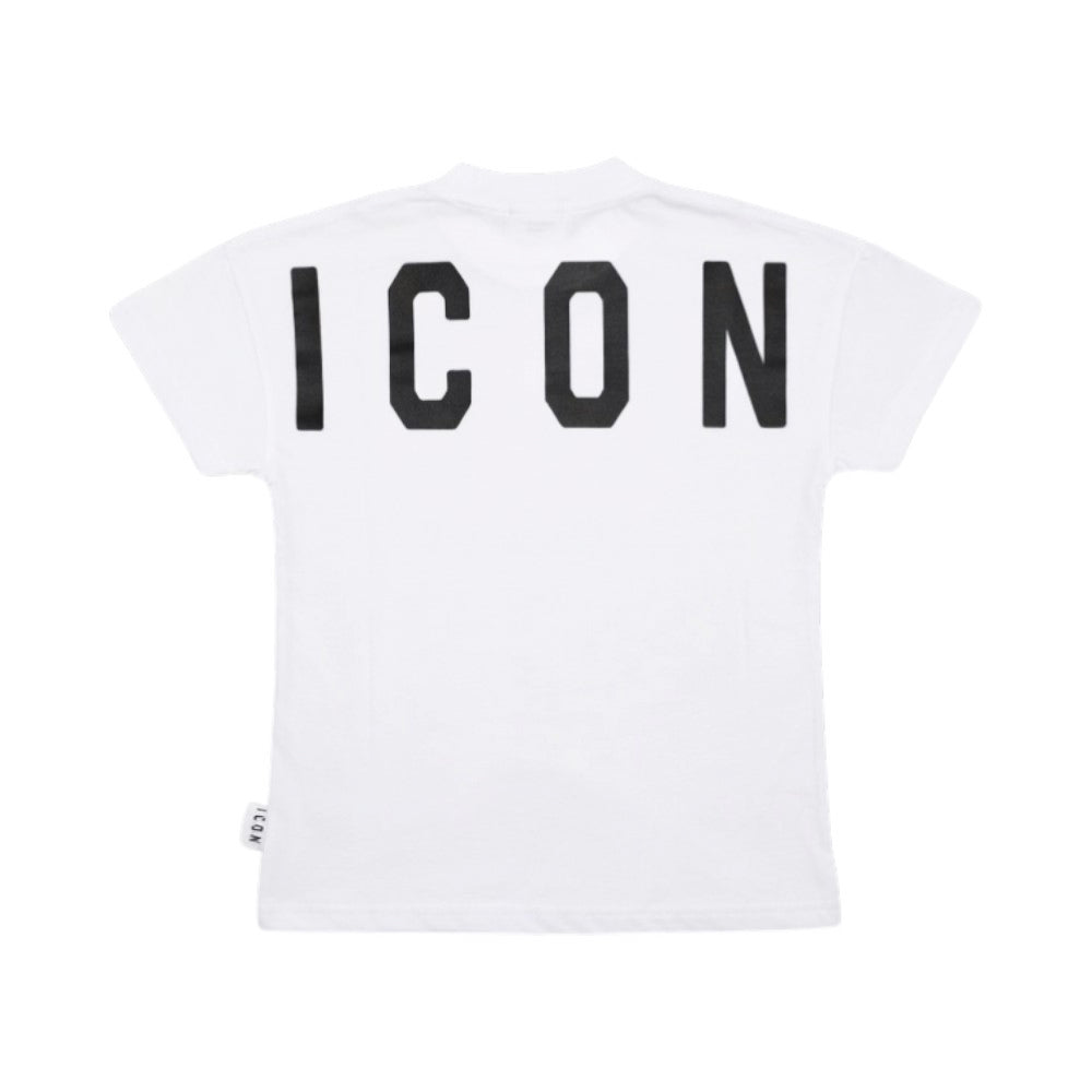 T-shirt ICON bambino bianca con logo posteriore maxi – stile streetwear IBKS001090