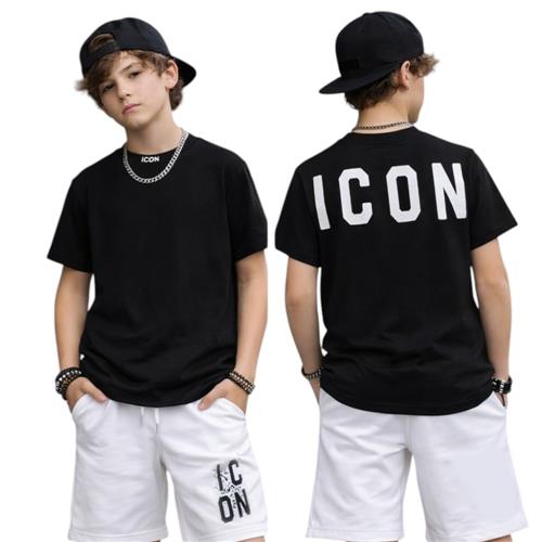 T-shirt ICON bambino bianca con logo posteriore maxi – stile streetwear IBKS001090