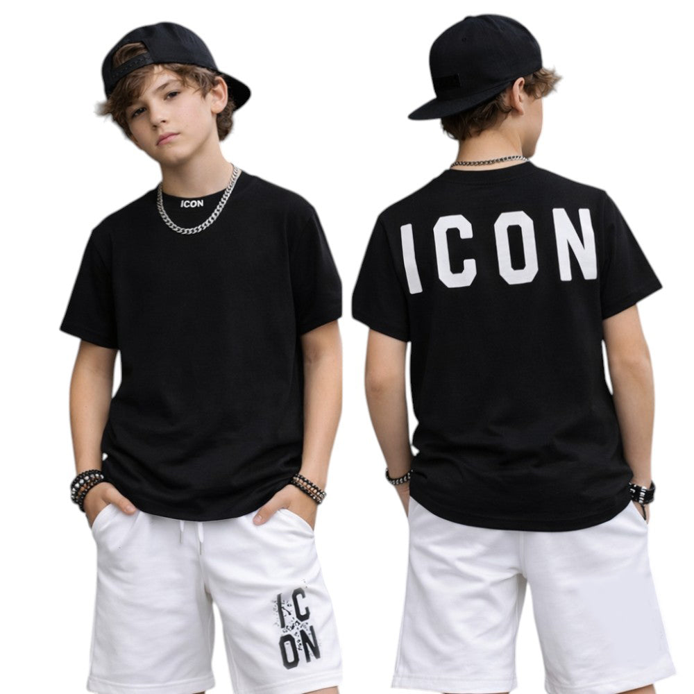 T-shirt ICON bambino bianca con logo posteriore maxi – stile streetwear IBKS001090