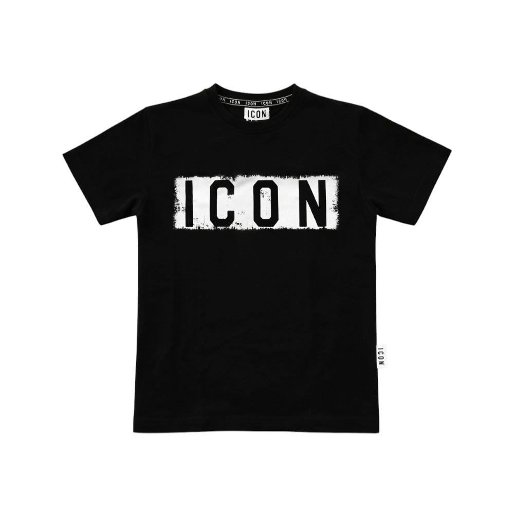 T-shirt ICON bambino nera con logo centrale – stile streetwear IBKS001111