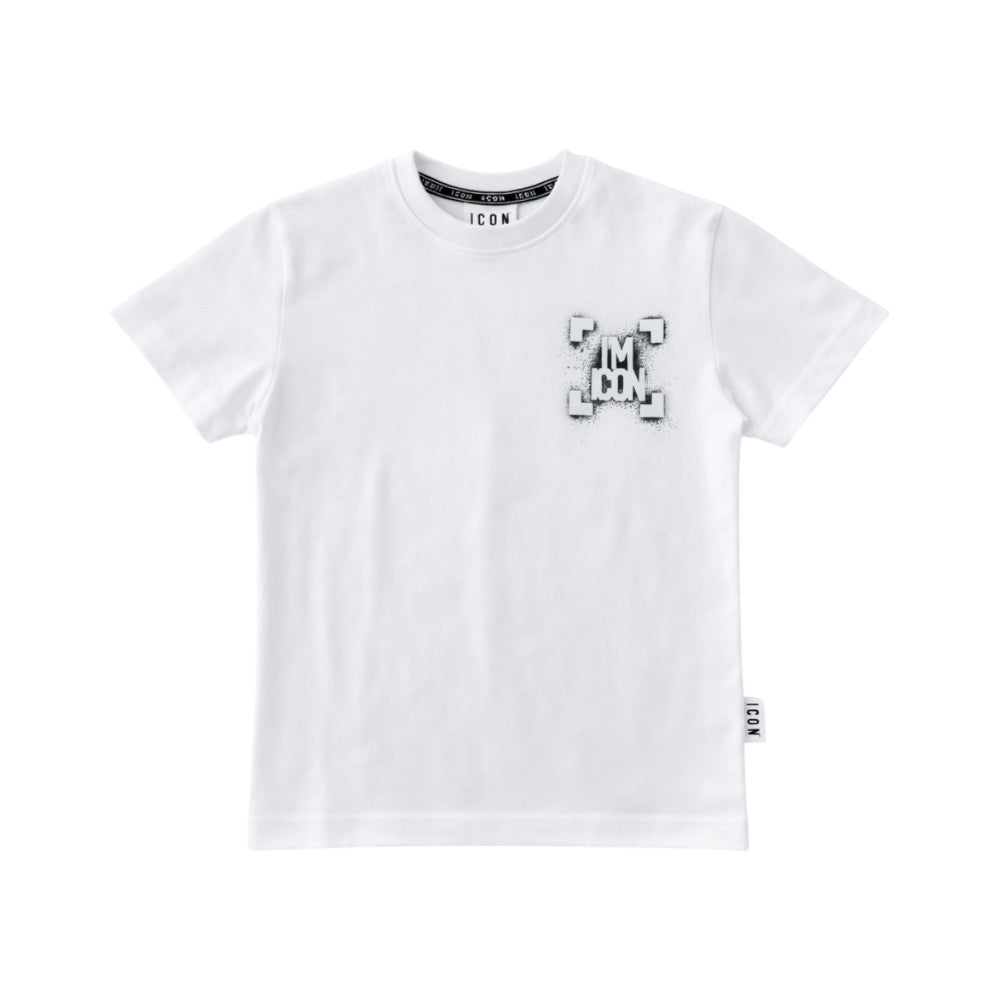 T-shirt ICON bambino bianca con stampa “I’M ICON” posteriore – stile streetwear IBKS001211