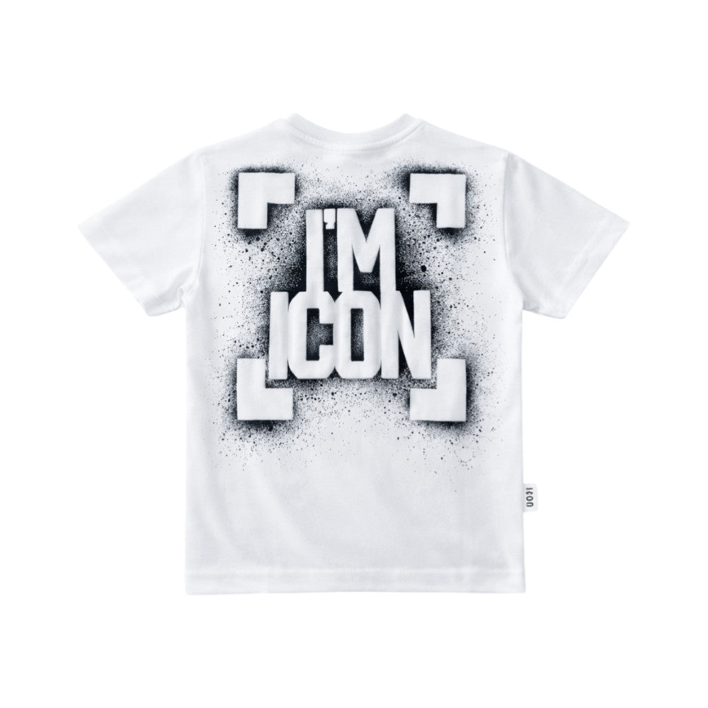 T-shirt ICON bambino bianca con stampa “I’M ICON” posteriore – stile streetwear IBKS001211