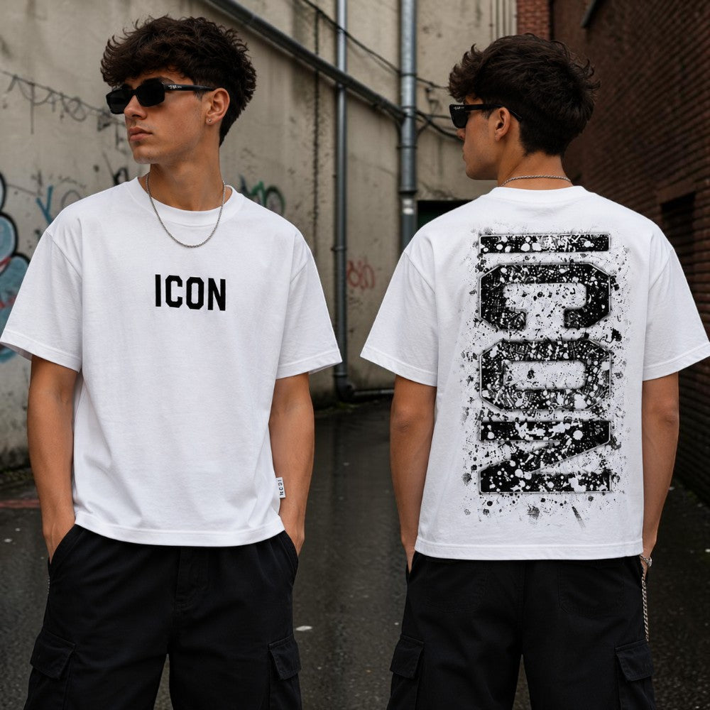 ICON T-shirt ragazzo panna con maxi stampa posteriore – IBKS001407-1001