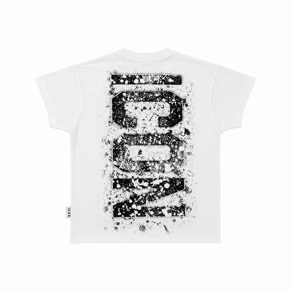 ICON T-shirt ragazzo panna con maxi stampa posteriore – IBKS001407-1001