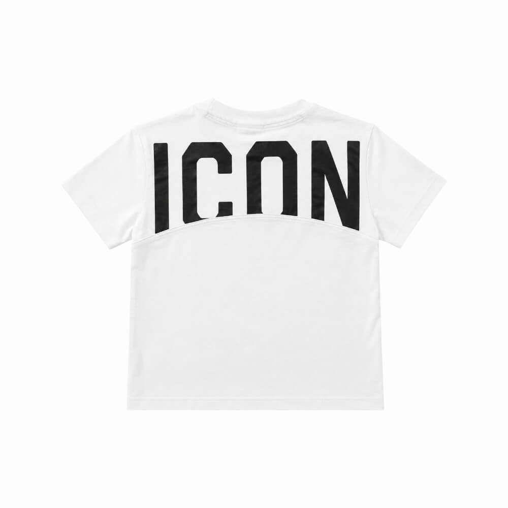 ICON T-shirt ragazzo panna “I’M ICON” con maxi logo posteriore – IBKS001446-1001