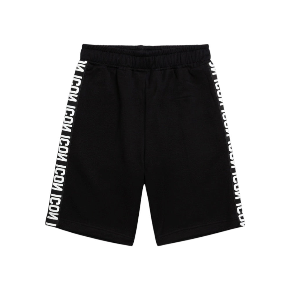 Bermuda ICON bambino neri con logo – stile streetwear IBSH001003