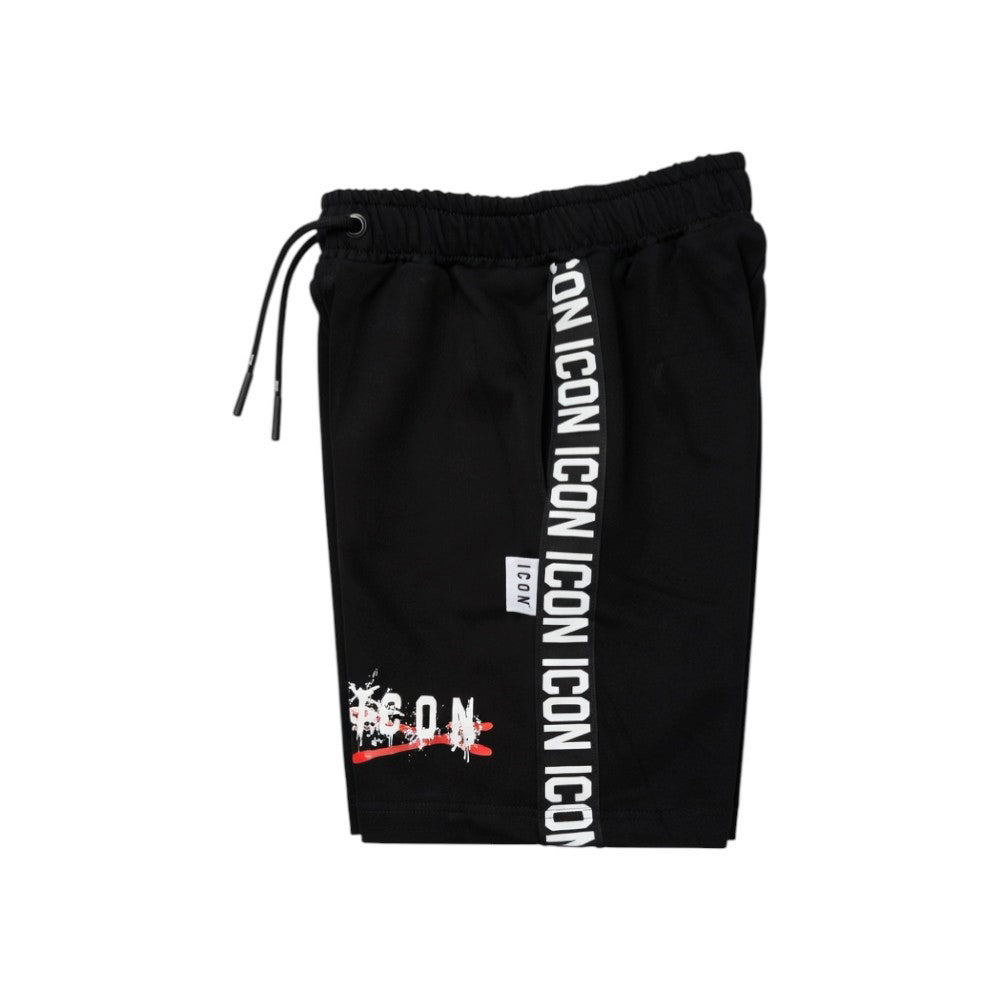 Bermuda ICON bambino neri con logo – stile streetwear IBSH001003