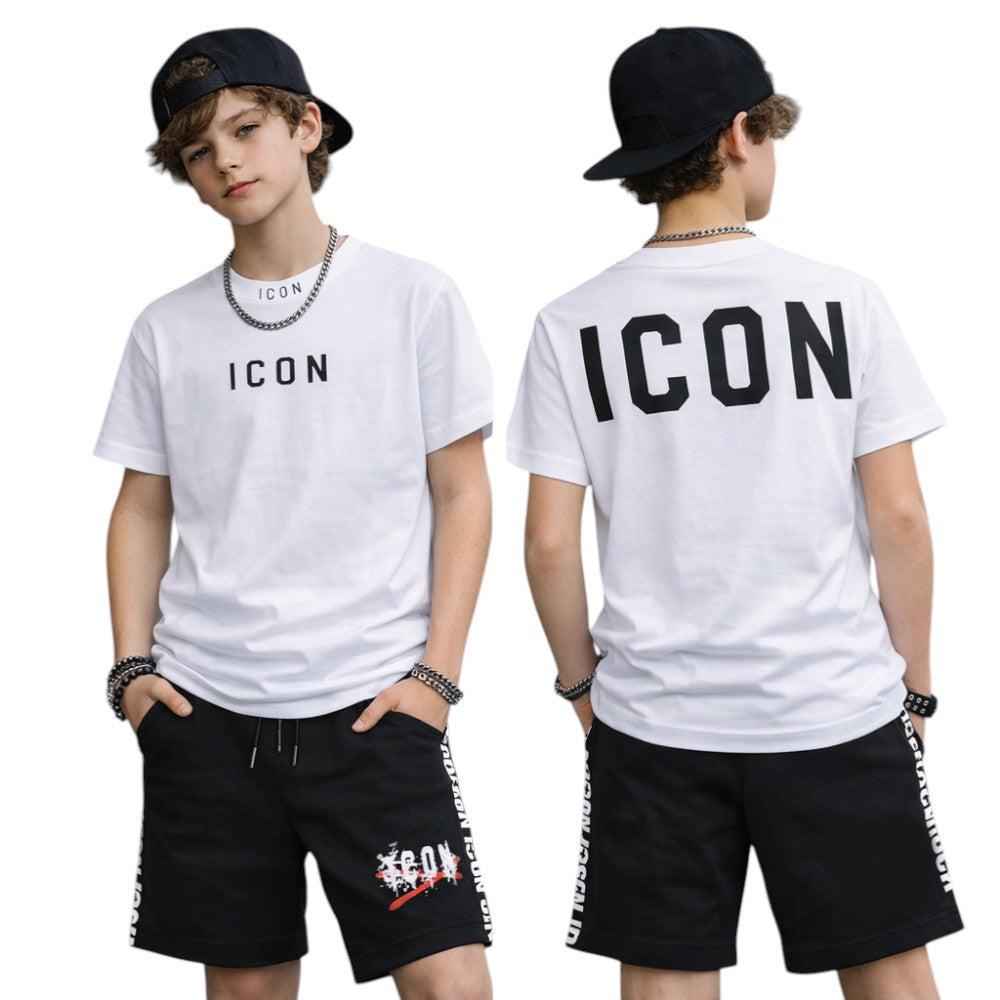 Bermuda ICON bambino neri con logo – stile streetwear IBSH001003
