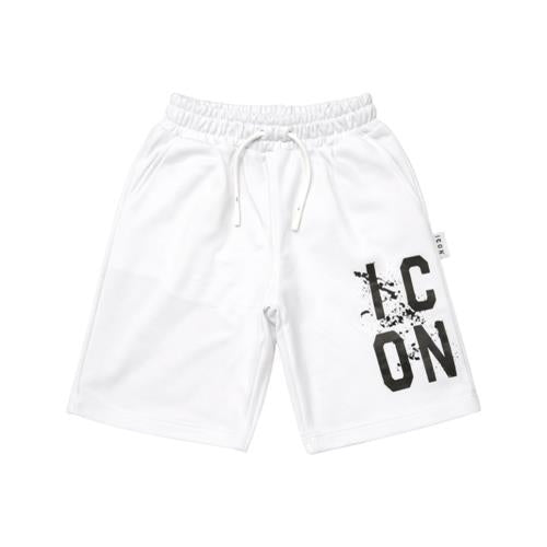 Bermuda ICON bambino bianchi con logo minimal – stile streetwear pulito IBSH001118