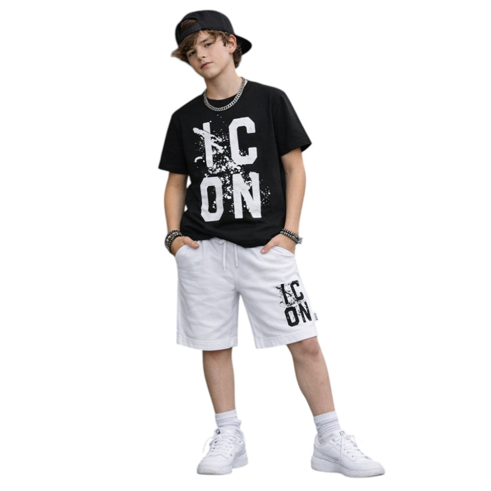 Bermuda ICON bambino bianchi con logo minimal – stile streetwear pulito IBSH001118