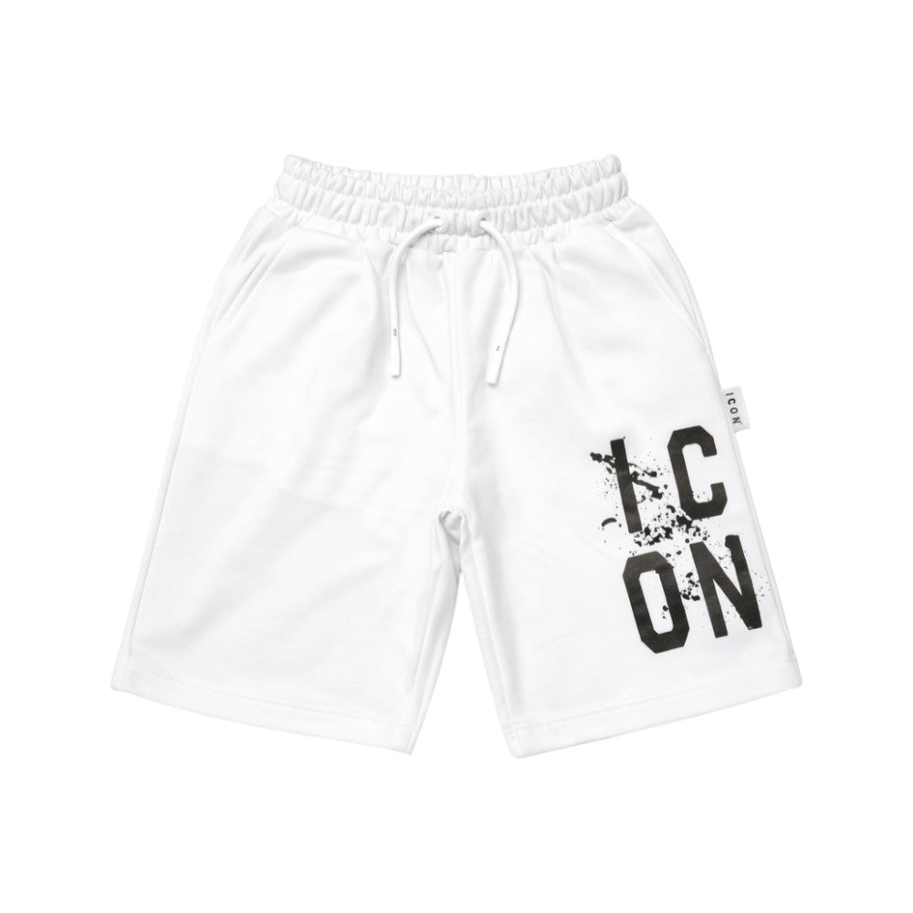 Bermuda ICON bambino bianchi con logo minimal – stile streetwear pulito IBSH001118