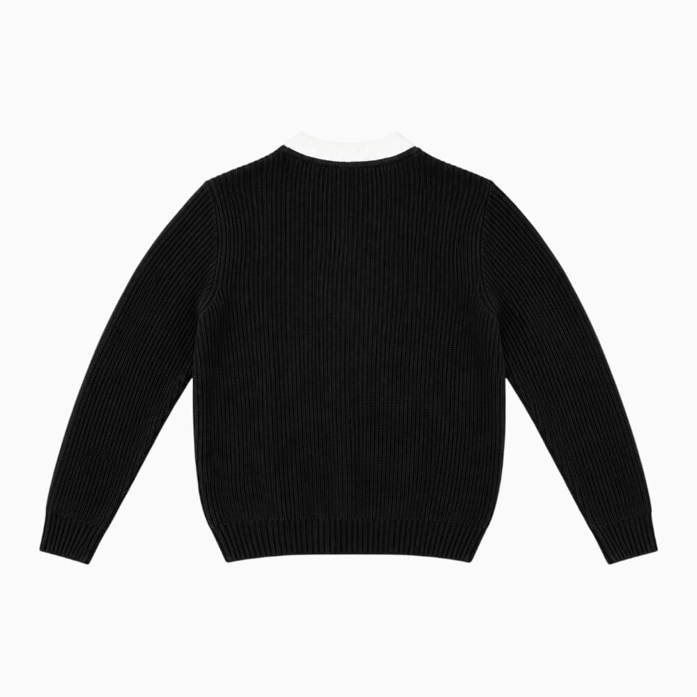 ICON cardigan ragazzo e ragazza nero con bordi panna – IBSM001449-9000