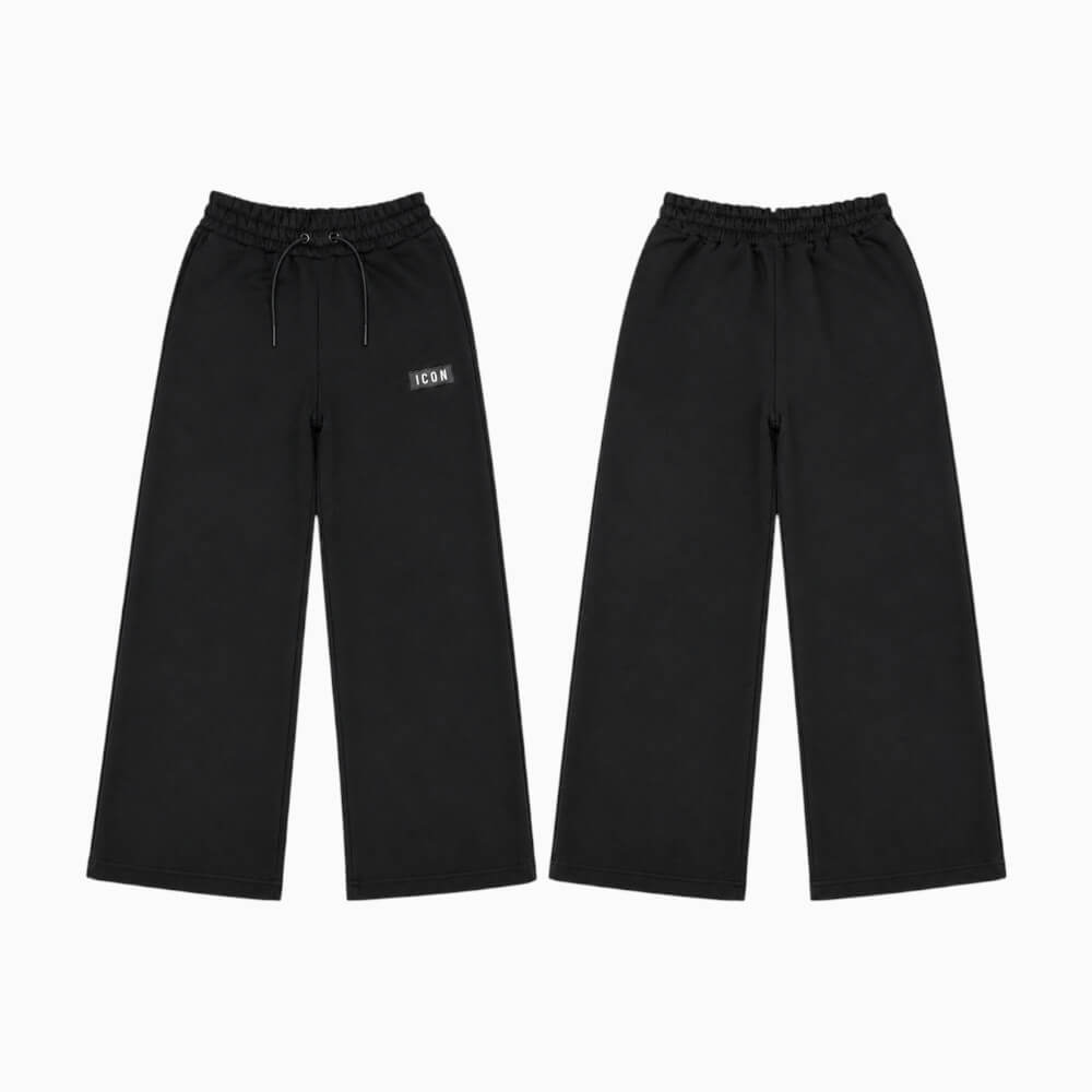 ICON pantalone palazzo ragazzo/a nero con placca logo – IBSP001455-9000