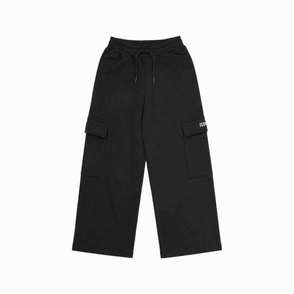 ICON pantalone palazzo cargo unisex nero con logo – IBSP001456-9000