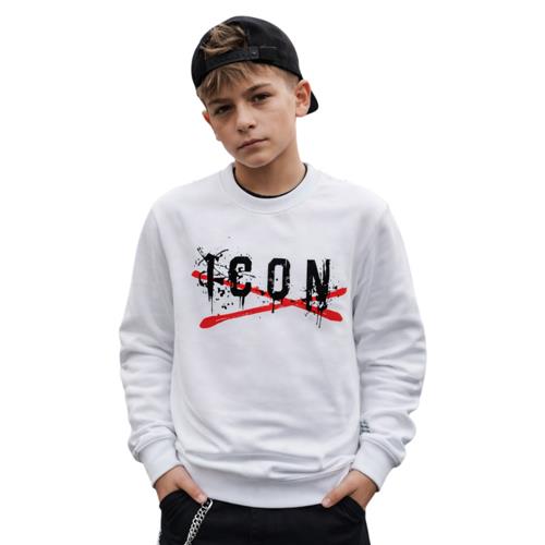 Felpa ICON bambino bianca con logo grafico – stile streetwear distintivo