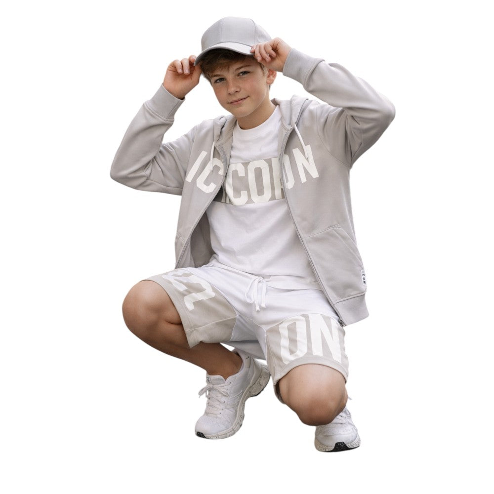 Felpa zip ICON bambino con cappuccio ghiaccio – felpa streetwear IBSW001069
