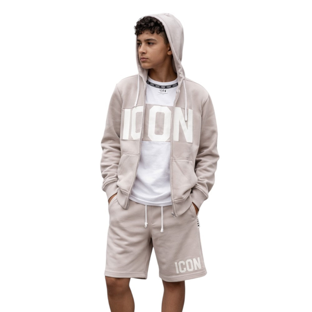 Felpa zip ICON bambino con cappuccio ghiaccio – felpa streetwear IBSW001069