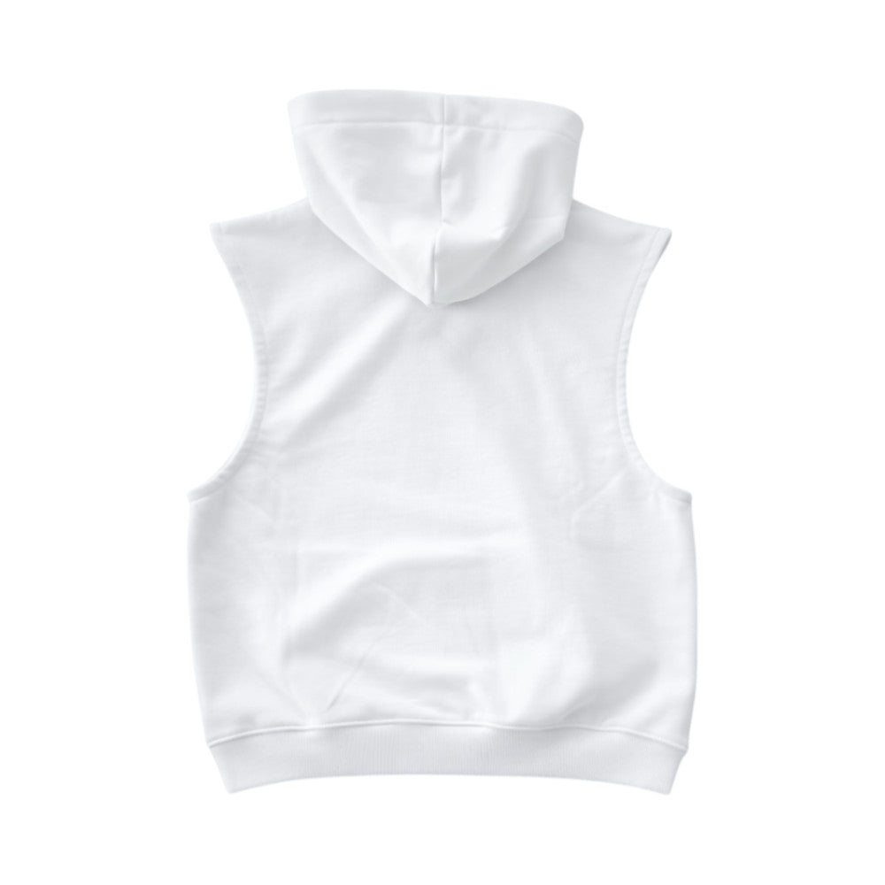 Felpa smanicata ICON bambino con cappuccio bianca – hoodie senza maniche streetwear IBSW001089